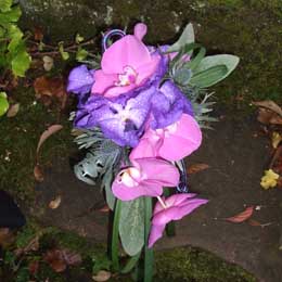 phalaenopsis, vanda and eryngium bouquet